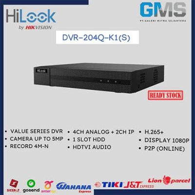 DVR 5 in 1 Hilook by Hikvision 4ch 5MP DVR-204Q-K1(S) 1 HDD H.265+